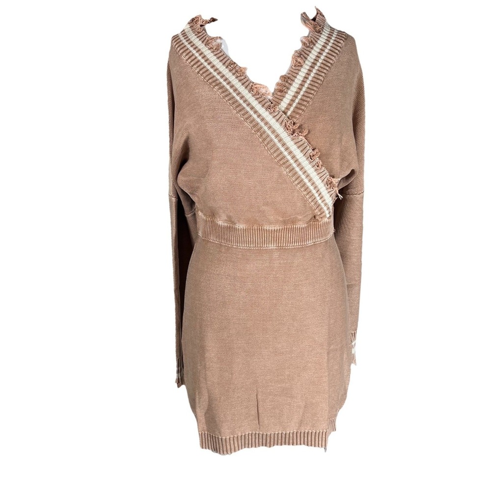 Promesa Sweater Dress frayed‎ chest, neck, wrist unique Women's size Medium NWOT
